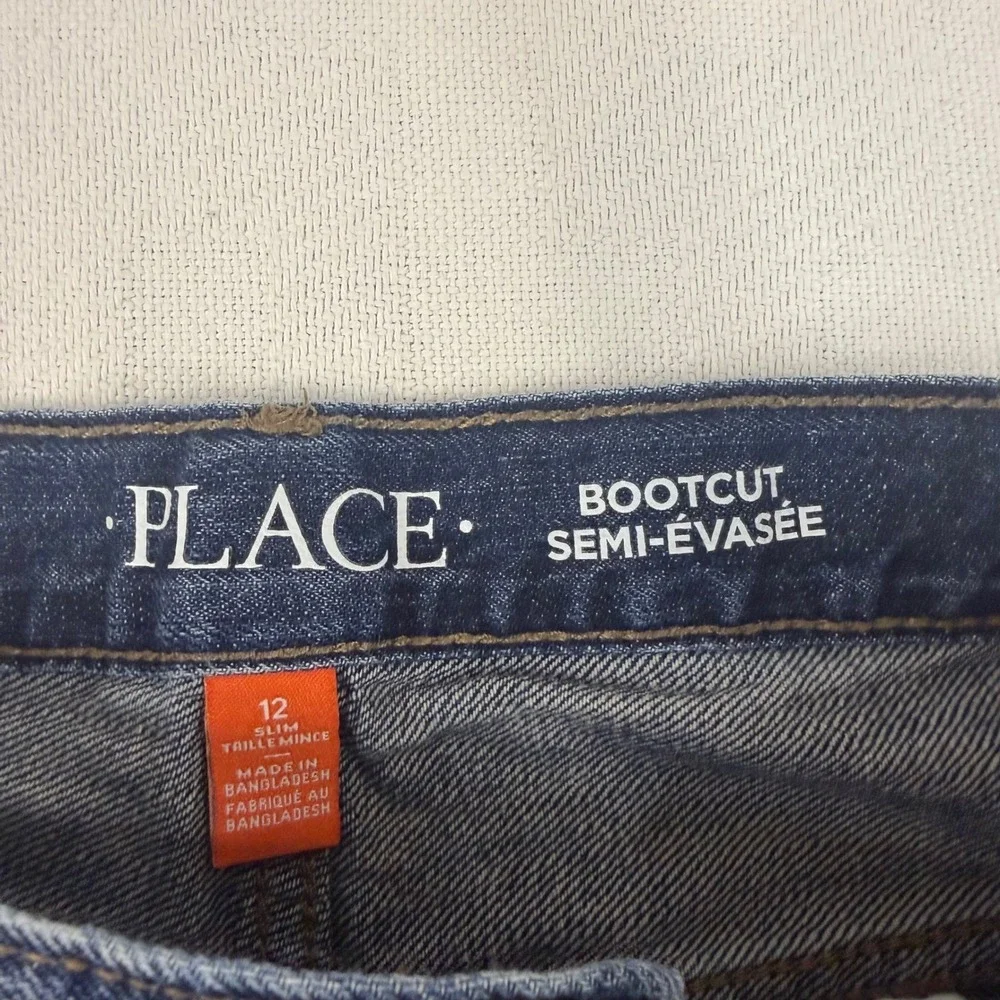 The Childrens Place Boys Slim Bootcut Jeans Dark Wash Blue Size 12 Slim